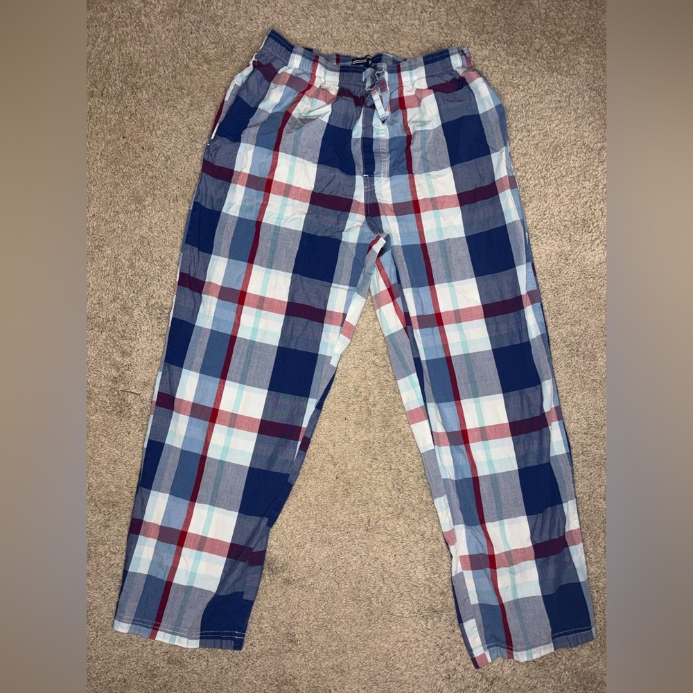 Boys Medium Nautica Plaid Pajama Bottoms - Blue and Red